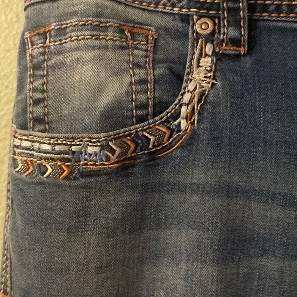 Charme Distressed Jeans With Decorative Pockets Size 34, Western, Rocker, Boho - Picture 3 of 12